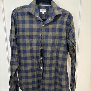 Peter Millar Navy and Olive Plaid Shirt